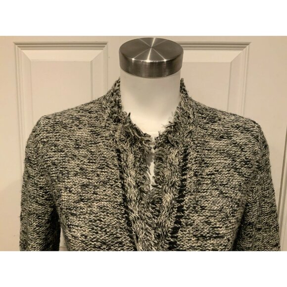 Angel of the North Anthropologie Black, Gray & White Fringe Cardigan, Size M - Picture 2 of 9
